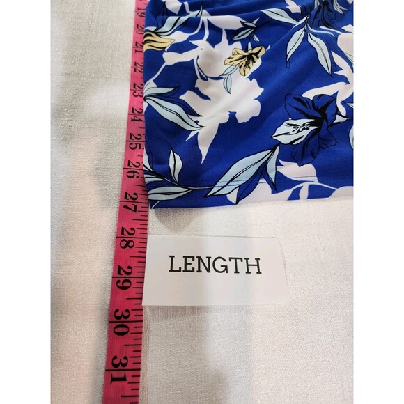 LIZ CLAIBORNE CAREER WOMENS XL BLUE FLORAL TROPICAL SLEEVELESS BLOUSE HAWAIIAN - Picture 10 of 10